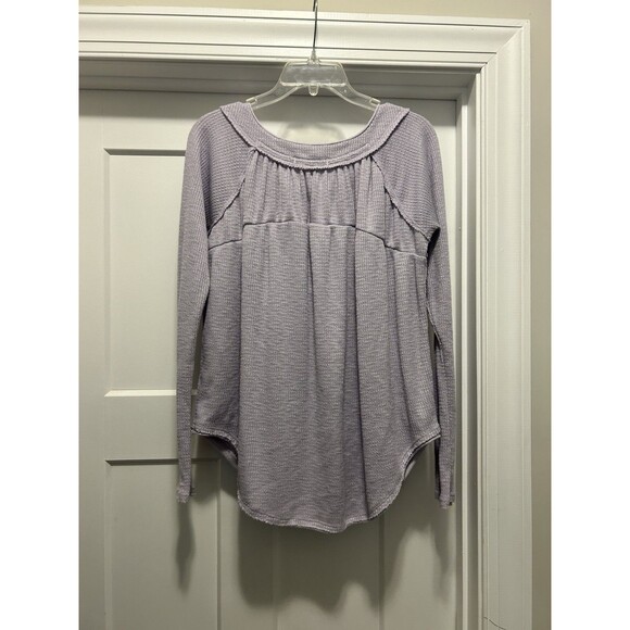 Free People We The Free Long Sleeve Scoop Neck Purple Thermal Top Size Small - Picture 5 of 5